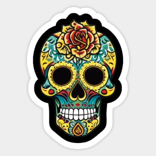 Celebrate Día de los Muertos with this colorful sugar skull art 5 Sticker